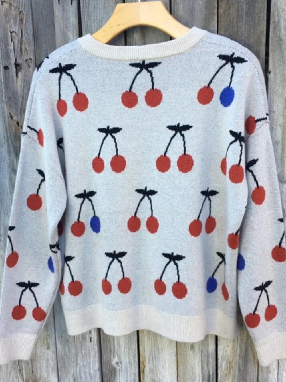 NEW Madewell Womens Cherry Print Jacquard Pullover Sweater M NWT - Picture 4 of 9